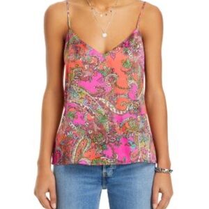 L'AGENCE Jane Paisley Silk Camisole in Rhodamine